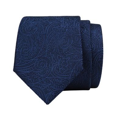 Tmavě modrá kravata s paisley vzorem