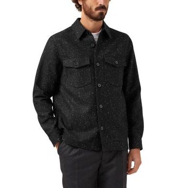 Vlněná overshirt Portuguese Flannel Donegal Wool - Black