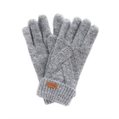 Barbour Dace Cable-Knit Gloves — Light Grey