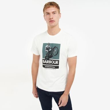 Bavlněné tričko s archivním potiskem Barbour International Archie Tee - Whisper White