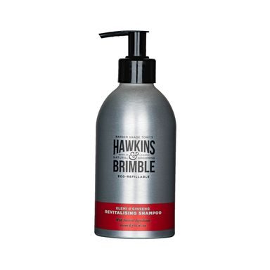 Revitalizující šampon na vlasy Hawkins & Brimble v plnitelné hliníkové lahvi (300 ml)