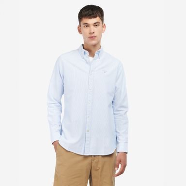 Barbour Striped Oxtown Tailored Shirt — Sky Blue