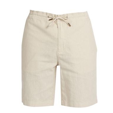 Jednobarevné lněné kraťasy Barbour Linen Mix Shorts - krémově bílé