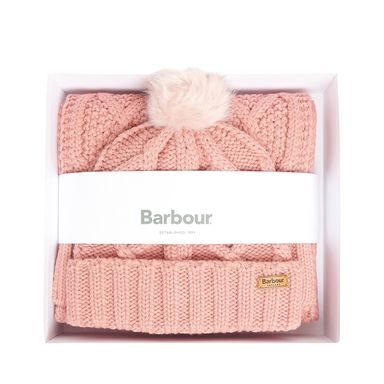 Barbour Ridley Beanie & Scarf Set — Dusty Rose