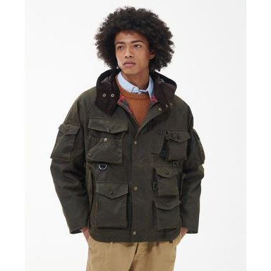 Barbour Waxed Cotton Plain Hood — Olive