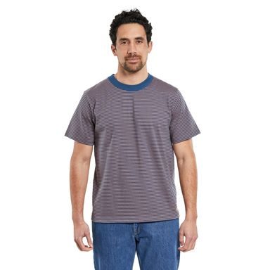 Zimní pruhované tričko s krátkým rukávem Armor Lux Héritage — Praline Orange / Blue