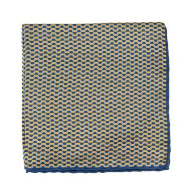 Žluto-modrý hedvábný kapesníček s puntíky