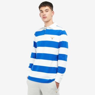 Bavlněné polo s dlouhým rukávem Barbour Hollywell Stripe Rugby Shirt - Whisper White