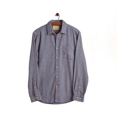 Portuguese Flannel Abstract Pied Poule Shirt — Blue