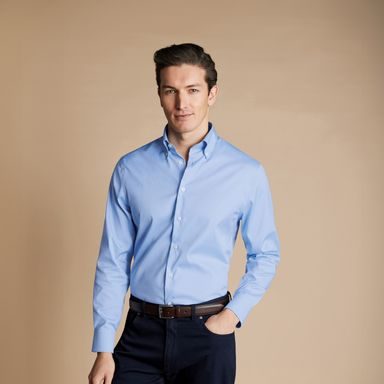 Charles Tyrwhitt Button-Down Non-Iron Oxford Shirt - Sky Blue