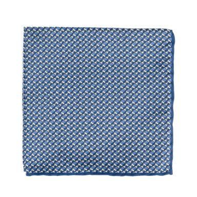 Modro-bílý hedvábný kapesníček s trojbarevným vzorem