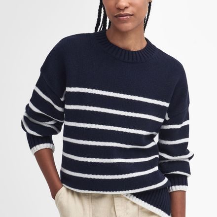 Barbour Belmore Striped Crew Neck Jumper — Navy