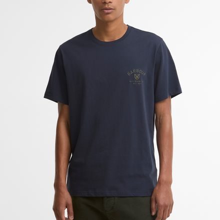 Barbour Tartan Tailored Crest Logo T-Shirt — Navy