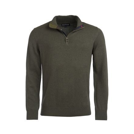 Barbour Pima Cotton Half Zip Sweater — Olive Marl