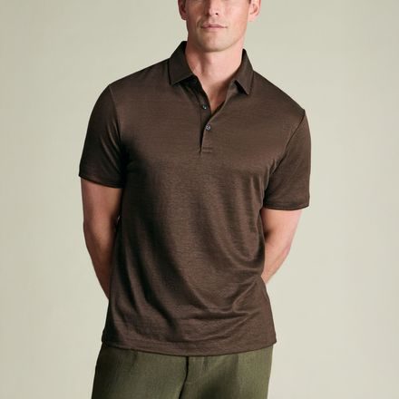 Charles Tyrwhitt Pure Linen Polo — Chocolate Brown