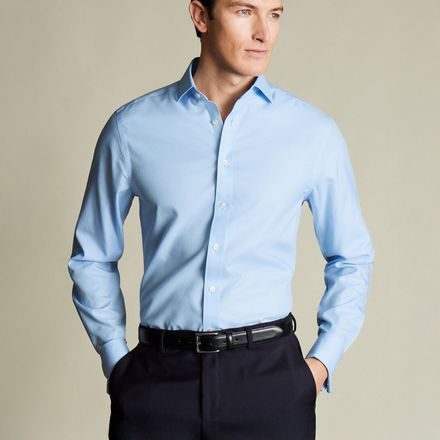 Charles Tyrwhitt Non-Iron Twill Cutaway Slim Fit Shirt — Sky Blue
