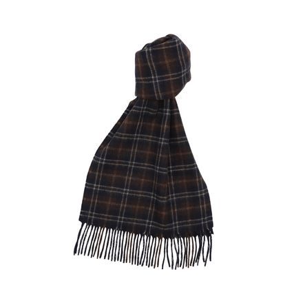 Joshua Ellis Plaid Lambswool Scarf — Navy