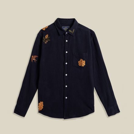 Portuguese Flannel Embroidery Flannel — Navy