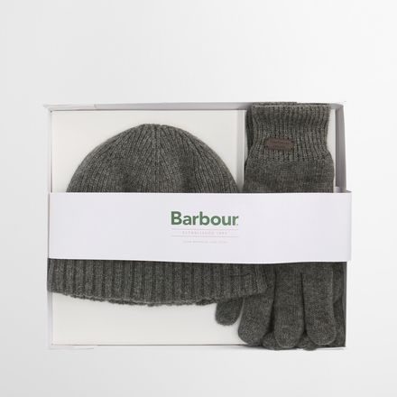 Barbour Carlton Beanie & Gloves Gift Set — Grey Marl