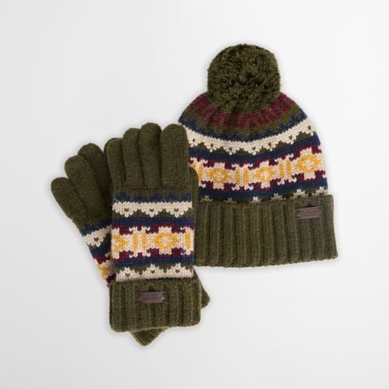 Barbour Kane Knitted Beanie & Gloves Gift Set