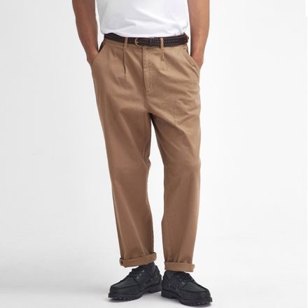 Barbour Washed Stretch Relaxed Trousers — Stone