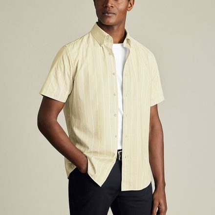 Charles Tyrwhitt Non-Iron Stretch Poplin Slub Shirt —Yellow