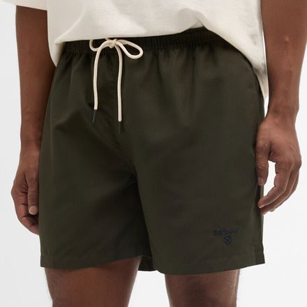 Barbour Water Reactive Tartan Swim Shorts — Olive