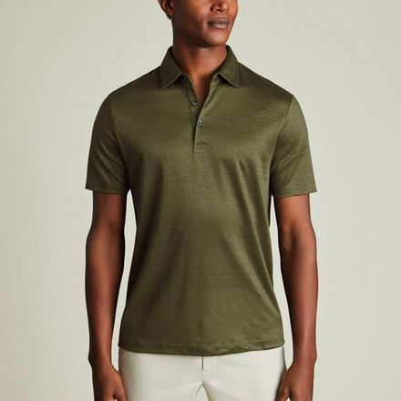 Charles Tyrwhitt Pure Linen Polo — Olive