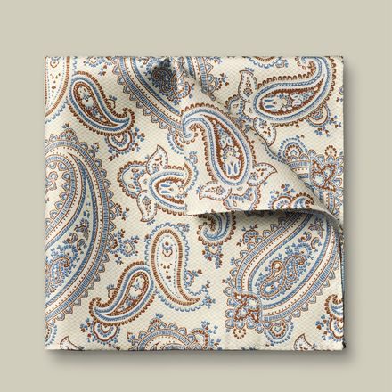 Charles Tyrwhitt Silk Paisley Pocket Square — Cream
