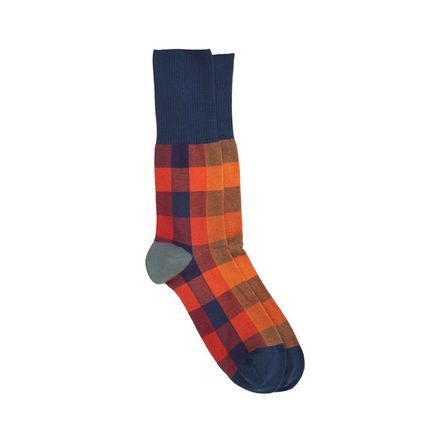 Pedemeia Large Check Socks — Orange