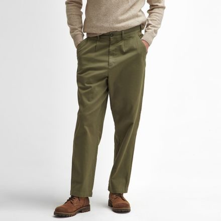 Barbour Washed Stretch Relaxed Trousers — Olive