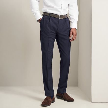 Charles Tyrwhitt Pleat Front Wool Stretch Pants — Navy