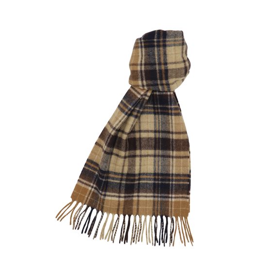 Joshua Ellis Plaid Lambswool Scarf — Camel