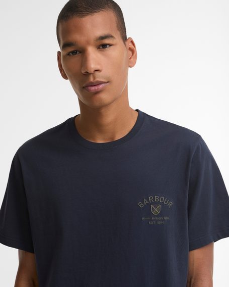 Barbour Tartan Tailored Crest Logo T-Shirt — Navy