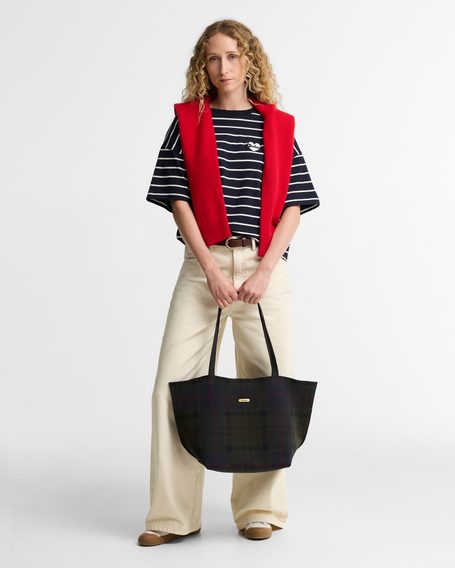 Barbour Layla Tartan Large Tote Bag — Shadow Classic Tartan