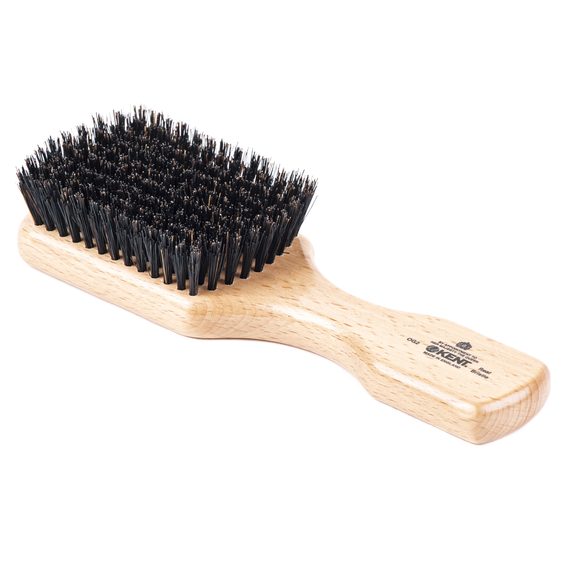 Kent OG2 — Beechwood Pure Black Bristle Rectangular Club Brush