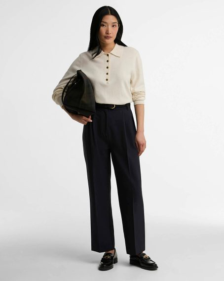 Barbour Fawne Straight-Leg Trousers — Beige