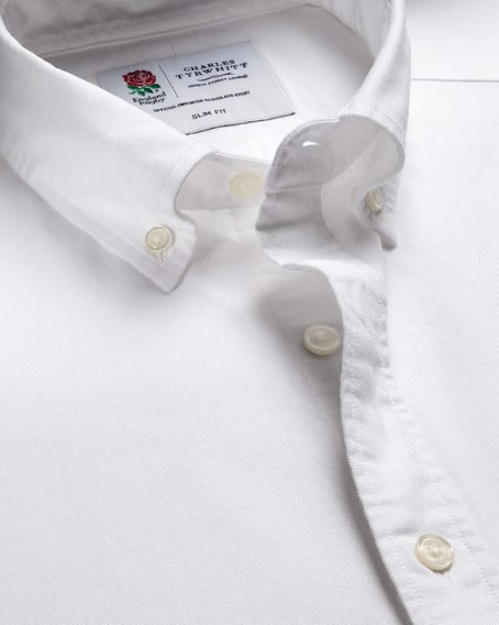 Charles Tyrwhitt Stretch Washed Oxford Shirt — White