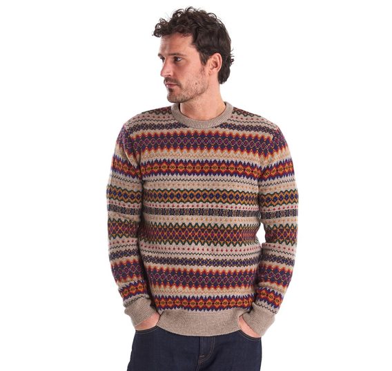 Svetr Barbour Fair Isle Crew z jehněčí vlny - vzorovaný