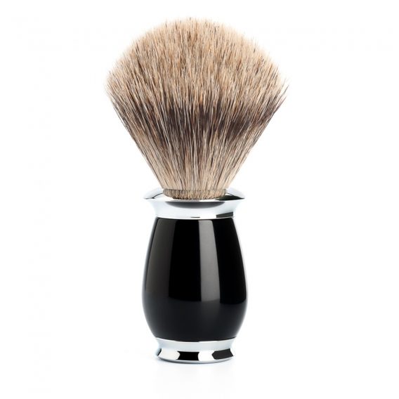 Štětka na holení Mühle Purist z jezevčích štětin (fine badger, černá pryskyřice)