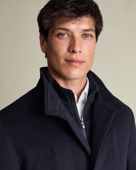 Charles Tyrwhitt Pure Wool Funnel Neck Overcoat