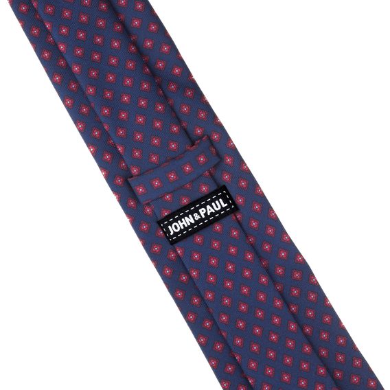 Tmavě modrá kravata s červenými květy John & Paul