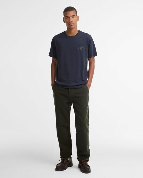 Barbour Tartan Tailored Crest Logo T-Shirt — Navy