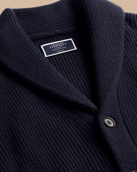 Charles Tyrwhitt Merino Shawl Neck Chunky Cardigan — Navy