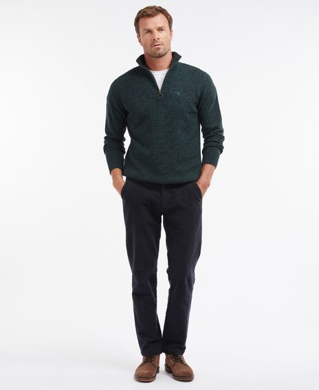 Barbour Essential Lambswool Half Zip Sweater — Seaweed Mix