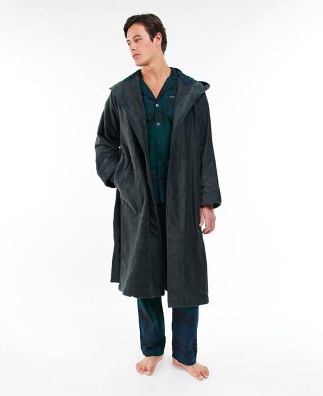 Bavlněný župan Barbour Angus Dress Gown - Charcoal