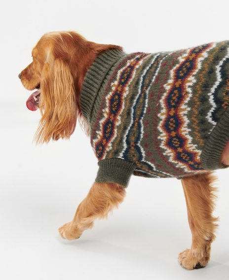 Barbour Case Fair Isle Dog Jumper — Olive