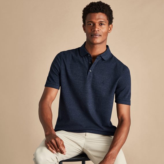 Charles Tyrwhitt Pique Polo — Navy Blue Melange