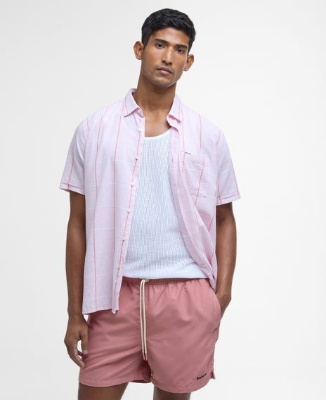 Barbour Staple Logo 7″ Swim Shorts — Pink Clay