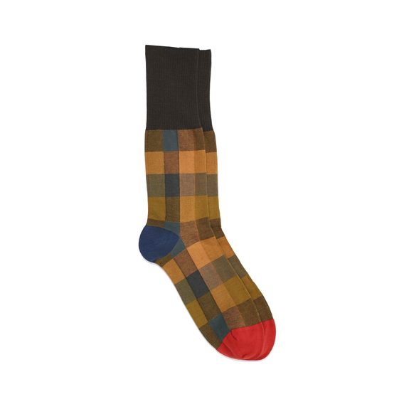 Pedemeia Large Check Socks — Mustard